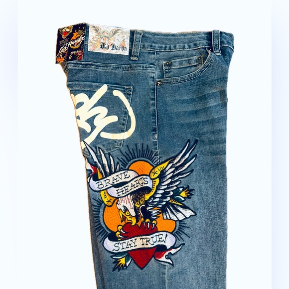 ED HARDY BRAVE EAGLE WIDE LEG JEANS - Picture 4 of 4